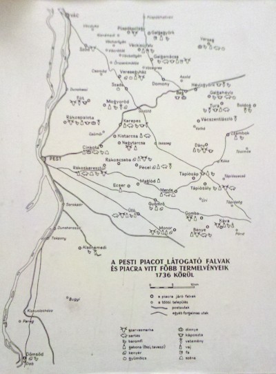 Goods on the Pest market and their origins around 1736